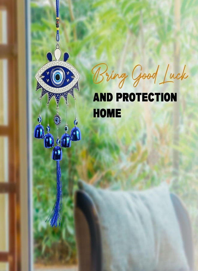 Hindcraft Vastu Decorative Items for Home, Metal Evil Eye Hanging for Home Entrance, 5 Bells Charm - Decorative Hanging for Good Luck, Protection, and Positive Energy - Home Decor Accessory - Image 5